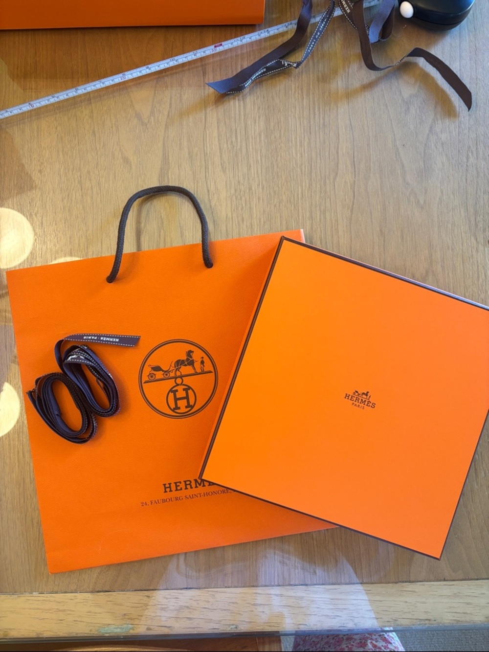 Hermes box bag and ribbon bundle - authentic